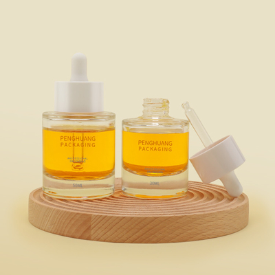 O conta-gotas de vidro do soro do óleo do OEM 1oz engarrafa o ombro 50ml liso