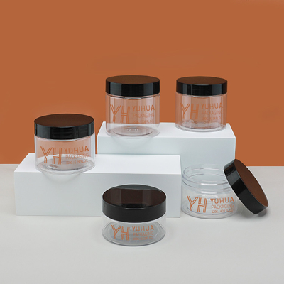 Serviço OEM ODM Container de creme facial plástico transparente vazio de 180g frasco de esfregação corporal com tampa