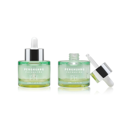 O conta-gotas de vidro verde do soro do óleo essencial engarrafa 20ml 30ml 50ml