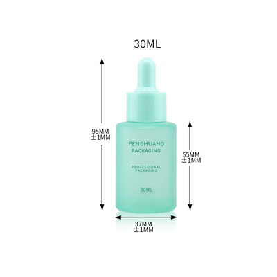 O conta-gotas de vidro de empacotamento geado do óleo essencial do cosmético de vidro colorido da garrafa do soro engarrafa 30ml