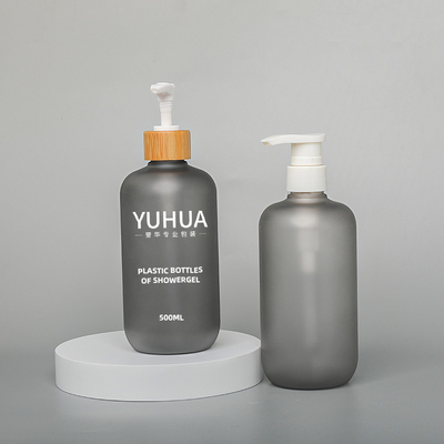 Garrafas de embalagem de plástico cinza de 500 ml Cuidados com o corpo Reciclagem fosca