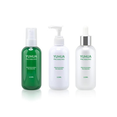Empacotamento plástico do creme da loção da impressão de tela de seda da garrafa do conta-gotas do verde de 120ML 150ml