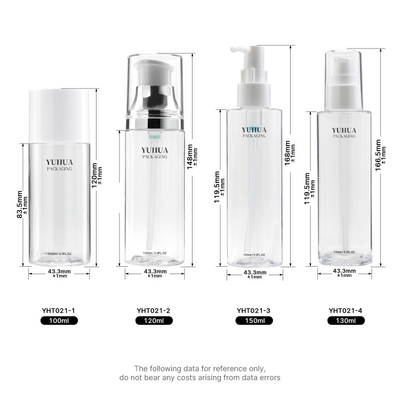 a garrafa plástica da loção de 100ml 130ml 150ml geou a garrafa redonda do cilindro transparente com a bomba