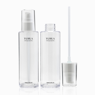 a garrafa plástica da loção de 100ml 130ml 150ml geou a garrafa redonda do cilindro transparente com a bomba