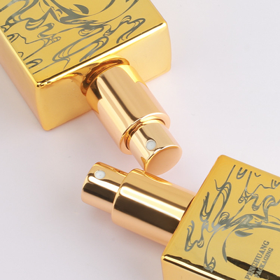 óleo dourado lustroso Pakcaging do perfume do pulverizador da garrafa de vidro do soro de 15ml 50ml 120ml
