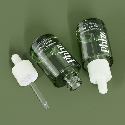 Garrafa verde de vidro luxuosa do soro das garrafas do conta-gotas do OEM 30ML 1oz