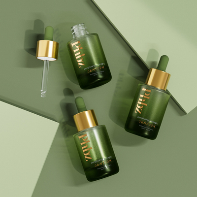 O conta-gotas extravagante de vidro impresso do soro 1oz engarrafa para o empacotamento cosmético
