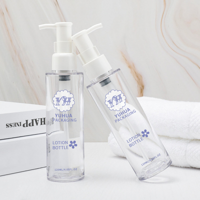 Garrafa de bomba de loção PETG de cilindro com logotipo personalizado para embalagens de cosméticos