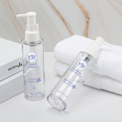 Garrafa de bomba de loção PETG de cilindro com logotipo personalizado para embalagens de cosméticos
