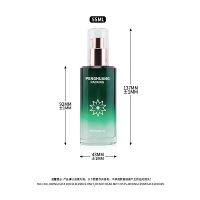 a garrafa da loção do vidro da beleza 55ml geou a loção que o presente cosmético da garrafa ajustou o verde de empacotamento de Skincare