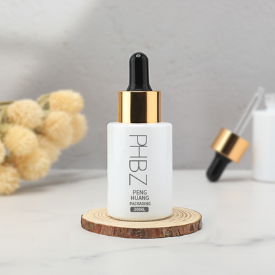 30 ml 1 oz frasco de soro de óleo branco com tampa de gotas logotipo personalizado