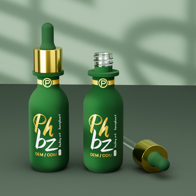 Garrafas redondas de goteador de soro Logotipo personalizado Garrafa de óleo de essência de vidro de 30 ml