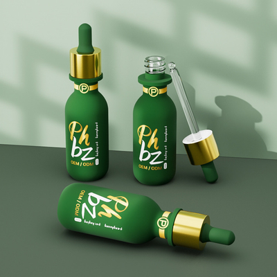 Garrafas redondas de goteador de soro Logotipo personalizado Garrafa de óleo de essência de vidro de 30 ml