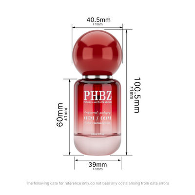 30ml / 1oz Frasco Vazio de Vidro Cosmético Vermelho Degradê com Tampa de Bola Redonda, Embalagem Personalizada OEM ODM para Skincare para Loção e Óleo Essencial