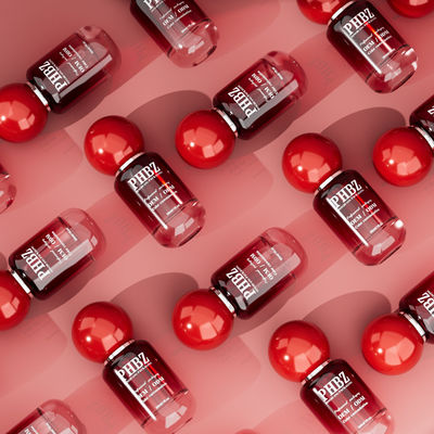 30ml / 1oz Frasco Vazio de Vidro Cosmético Vermelho Degradê com Tampa de Bola Redonda, Embalagem Personalizada OEM ODM para Skincare para Loção e Óleo Essencial