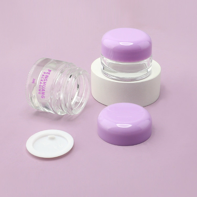 Frascos de vidro de luxo de creme de conjunto transparente redondo 5g 10g frasco de vidro vazio tratamento de lábios bálsamo