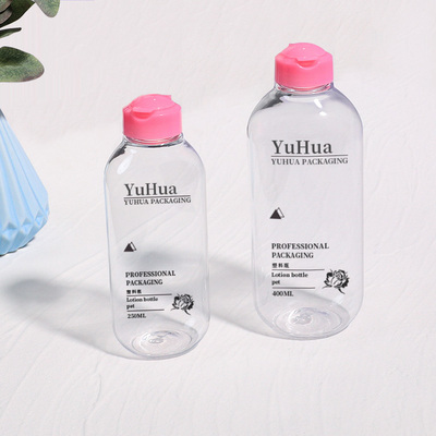 Garrafa de Shampoo de Plástico Redondo Personalizada 250ml 400ml Garrafa de Loção de Plástico Reciclável Flip Top