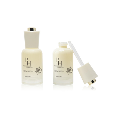 Logotipo personalizado 30ml Botões de Serum de Vidro Redondo Vazio com Serimagem de Seda