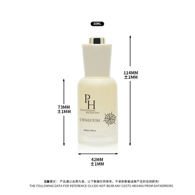 Logotipo personalizado 30ml Botões de Serum de Vidro Redondo Vazio com Serimagem de Seda