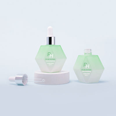 Bottles de Serum Dropper de vidro verde congelado de forma exclusiva personalizada 30 ml Botella de óleo essencial