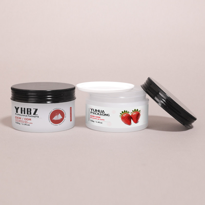 Frascos redondos de creme de plástico personalizáveis para cuidados com a pele embalagem frasco de manteiga corporal com tampa de parafuso
