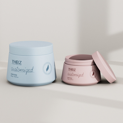 recipiente de esfregaço azul fosco personalizável, frasco de creme facial de plástico com tampa