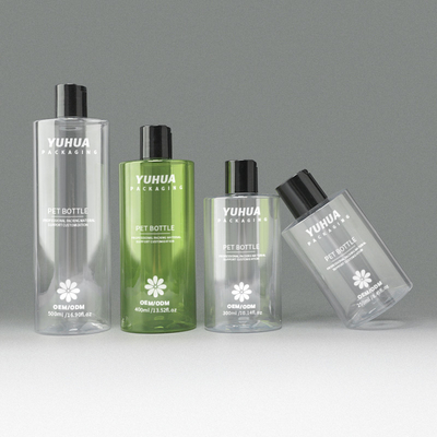 Disco de plástico personalizável, frasco com tampa superior para gel de chuveiro e condicionador de cabelo.