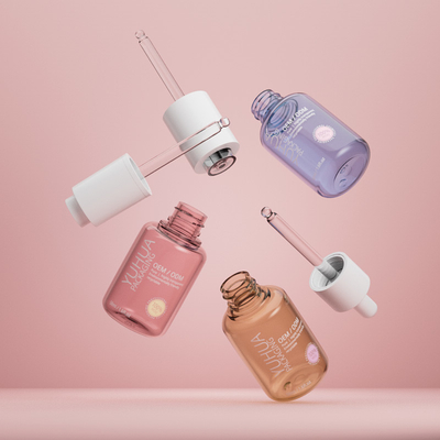 Garrafa de soro de óleo de forma cilíndrica com conta-gotas Garrafa de óleo essencial de plástico de 50 ml