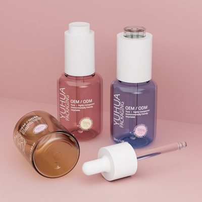 Garrafa de soro de óleo de forma cilíndrica com conta-gotas Garrafa de óleo essencial de plástico de 50 ml