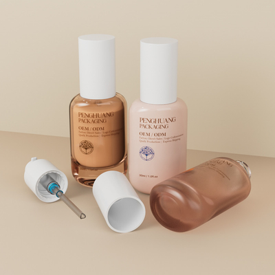 30ml Foundation Bottles Wholesale Round Empty Liquid Foundation Glass Bottle