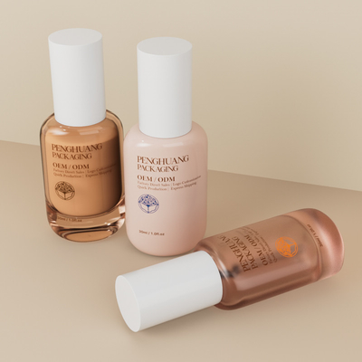 Garrafa de vidro de fundação transparente 30ml 1oz Grátis Garrafas de fundação vazias com tampa