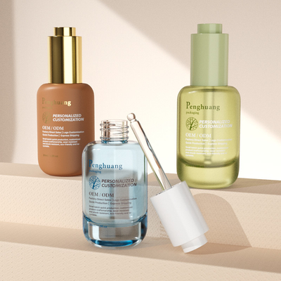 Frascos conta-gotas de soro 30ml Frasco de vidro de óleo essencial com conta-gotas de pressão