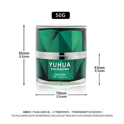 Grátis Frascos de Creme de Plástico de Luxo 50g Vazio Verde de Parede Dupla Frasco Cosmético Para Cuidados da Pele