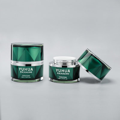 Grátis Frascos de Creme de Plástico de Luxo 50g Vazio Verde de Parede Dupla Frasco Cosmético Para Cuidados da Pele