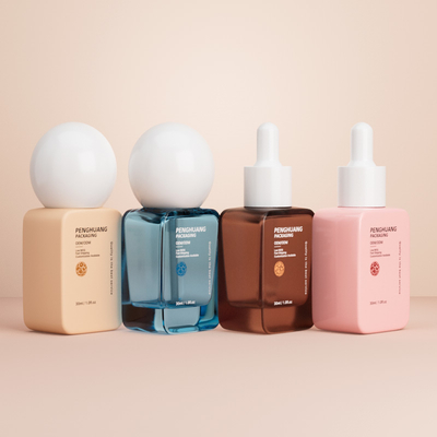 Frascos de Base por Atacado de Luxo 30ML Redondos com Tampa Esférica e Fundo Grosso para Base Líquida Vazios