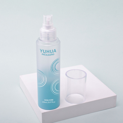 Toner personalizado frasco de spray cosmético cilindro claro PET frasco de spray para tonificante hidratante