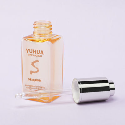 Garrafas quadradas para gotejar soro com tela de seda/estampagem a quente/impressão de rótulos em verde claro, azul ou branco