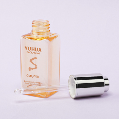 Frasco conta-gotas quadrado de plástico com logotipo personalizado, frasco de soro de óleo essencial para cuidados com a pele com logotipo personalizado