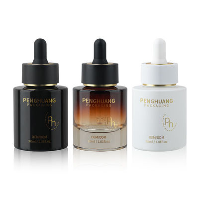 Garrafa de gotas de vidro redonda com logotipo personalizado de acordo com os requisitos do cliente