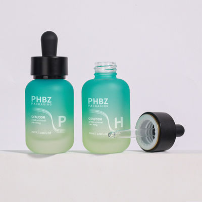 Frasco conta-gotas redondo fosco de vidro de 30ml, projetado para óleos, séruns e embalagens cosméticas