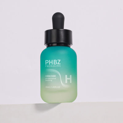 De acordo com os requisitos do cliente, garrafas de goteador de soro de 30 ml de vidro redondo, mate, tipo de tampa de garrafa, durável e opção de embalagem.