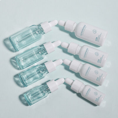 Caixinha de óleo de vidro Logotipo de garrafa de vidro Recipiente liso personalizado projetado para óleos essenciais soros e aplicações cosméticas