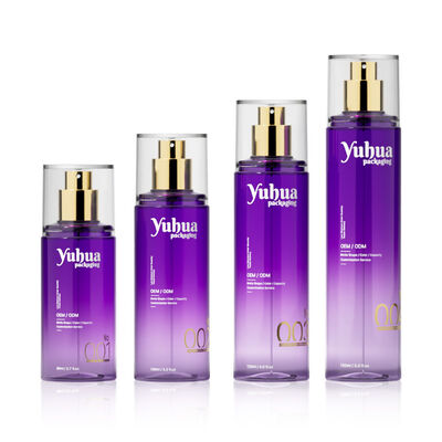 Conjunto de embalagens cosméticas garrafas de plástico com logotipo personalizado tela de seda e impressão por estampagem a quente para armazenamento de loção de tonificação e soro