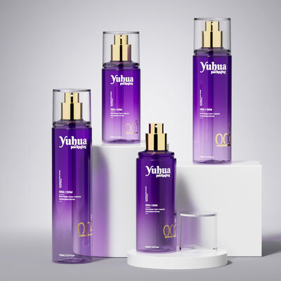 Conjunto de embalagens cosméticas garrafas de plástico com logotipo personalizado tela de seda e impressão por estampagem a quente para armazenamento de loção de tonificação e soro