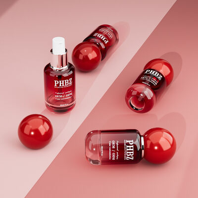 30ml / 1oz Frasco Vazio de Vidro Cosmético Vermelho Degradê com Tampa de Bola Redonda, Embalagem Personalizada OEM ODM para Skincare para Loção e Óleo Essencial