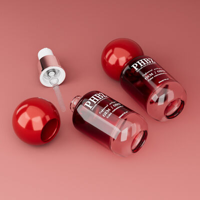 30ml / 1oz Frasco Vazio de Vidro Cosmético Vermelho Degradê com Tampa de Bola Redonda, Embalagem Personalizada OEM ODM para Skincare para Loção e Óleo Essencial