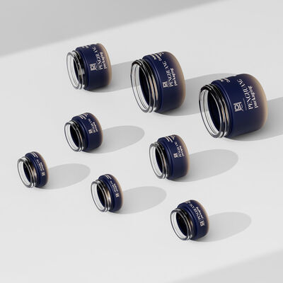 Embalagem elegante em frascos de vidro creme para produtos cosméticos, com tampas de rosca seguras, ideais para cremes e loções de beleza
