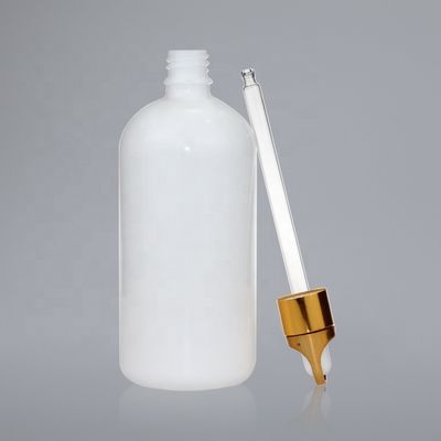 Garrafa de vidro branca do conta-gotas do óleo do círculo 200ml com o tampão de vidro do conta-gotas
