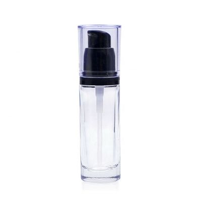 Cosméticos luxuosos do círculo 30ml que empacotam a garrafa líquida de vidro da fundação com bomba da beleza
