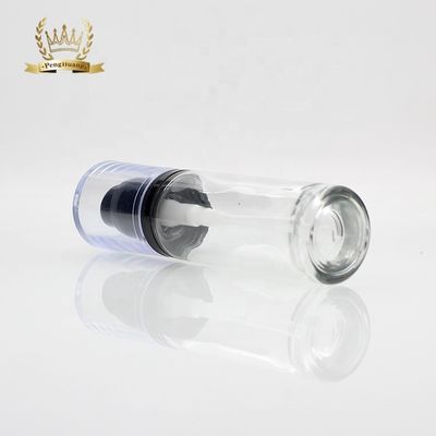 Cosméticos luxuosos do círculo 30ml que empacotam a garrafa líquida de vidro da fundação com bomba da beleza